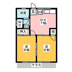 コーポ三角 2DKの間取図画像