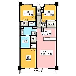グランカーサ北浦和 3LDKの間取図画像