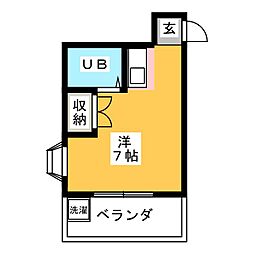 イチカワハイツ ワンルームの間取図画像