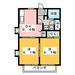 エスポワール西浦和 2DKの間取図画像