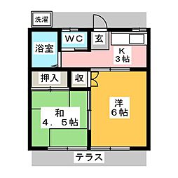 カナディアンハイツヤマサキ 2Kの間取図画像