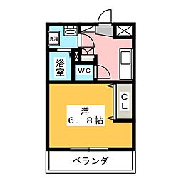 バージュアル浦和ウエスト 1Kの間取図画像