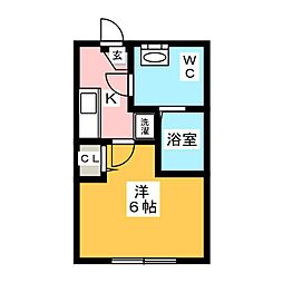 オリーブ西堀 1Kの間取図画像