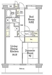 ミレニアム北浦和B棟 2LDKの間取図画像
