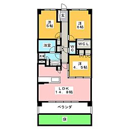 ドゥーエ武蔵浦和 3LDKの間取図画像