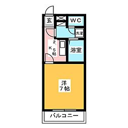 グリーンゲイブルズ 1Kの間取図画像