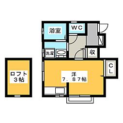アッシュ・ティー ワンルームの間取図画像