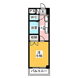 アルカディア常盤 1Kの間取図画像