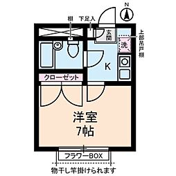 スカイピア浦和 1Kの間取図画像