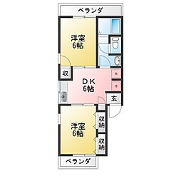 ヤマハハイツ浦和 2DKの間取図画像