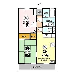 ボナールリン 2DKの間取図画像
