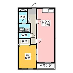 コミネマンション 1LDKの間取図画像