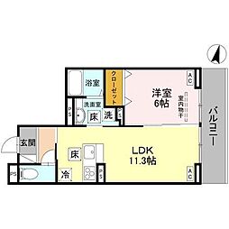 さいたま市北区土呂町1丁目アパート 1LDKの間取図画像