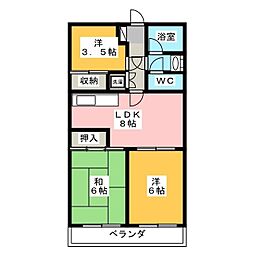 プラザ大橋 3DKの間取図画像