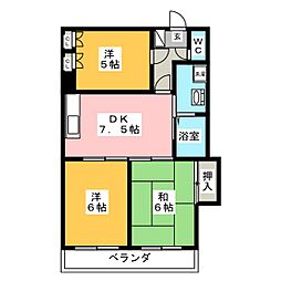 原第8マンション 3DKの間取図画像