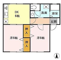 コーポラス・M 2DKの間取図画像