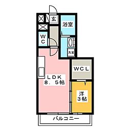 スカイシャイン 1LDKの間取図画像
