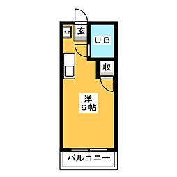 ユースコーポ北谷 ワンルームの間取図画像