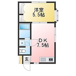 コーポりんりん 1DKの間取図画像