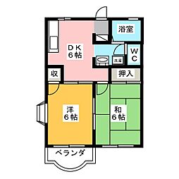 第二グリーンコーポ 2DKの間取図画像