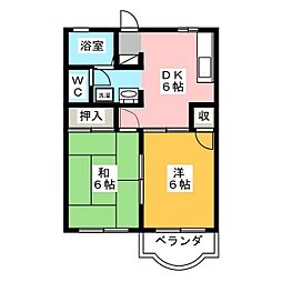 第二グリーンコーポ 2DKの間取図画像