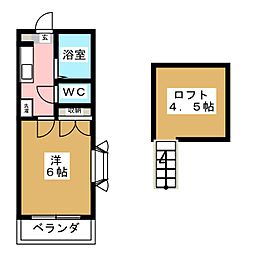 小原ハイツ 1Kの間取図画像