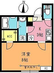 ツルテラス 1Kの間取図画像