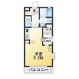 ルネス桜暮1番館 ワンルームの間取図画像