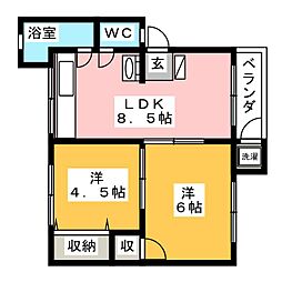 寺田マンション ワンルームの間取図画像