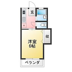 大栄ハイツ 1Kの間取図画像