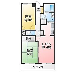 エメラルドハイツE 2LDKの間取図画像