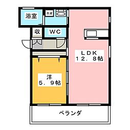 ルネスプリマヴェーライースト 1LDKの間取図画像