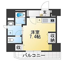 RISE脇田本町II ワンルームの間取図画像