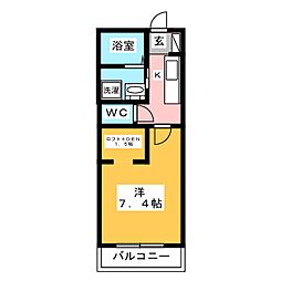 ルネスサニーウェル 1Kの間取図画像