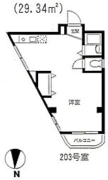 倉光ハイム ワンルームの間取図画像