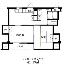 ドリーム野中 2Kの間取図画像