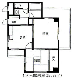 榎本ハイツ 2Kの間取図画像