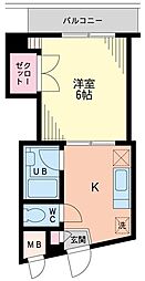 安斉ビル 1Kの間取図画像