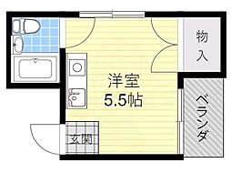 古川橋ハイツ ワンルームの間取図画像