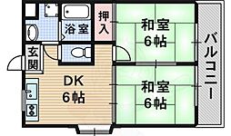 MIWA第3ビル 2DKの間取図画像