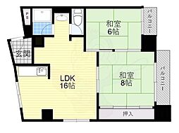 香里コーポ百合 2LDKの間取図画像