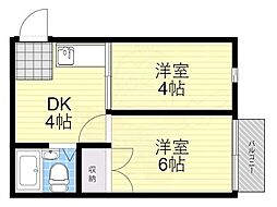 門真モントレー 2DKの間取図画像