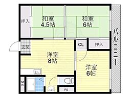 第3八幸マンション 3DKの間取図画像