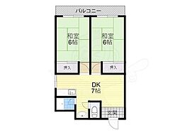 第3八幸マンション 2DKの間取図画像