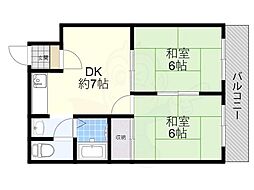 新香里ライオンマンション 2DKの間取図画像