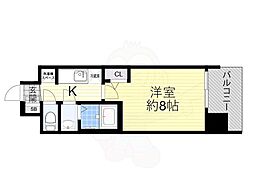 プレサンスNEO大和田STATIONベゼル 12階1Kの間取り