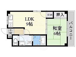 ルミエールハイツ守口 1LDKの間取図画像