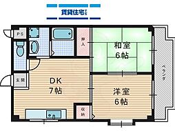 ラリーブコート 2DKの間取図画像