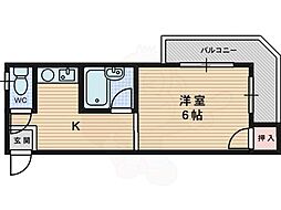 ピュアスモトB棟 1DKの間取図画像
