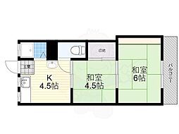 国松ハイツ 2Kの間取図画像